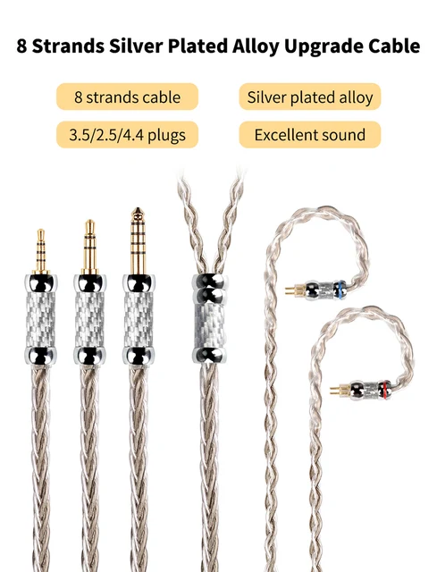 NiceHCK SilverCat Earphone Wire 8 Core Silver Plated Alloy Upgrade Cable  3.5/2.5/4.4mm MMCX/0.78mm 2Pin for SE846 Yume2 Winter - AliExpress