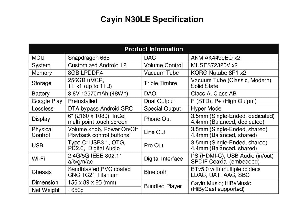 Cayin N30LE Digital Audio Player - 300 units worldwide - MusicTeck